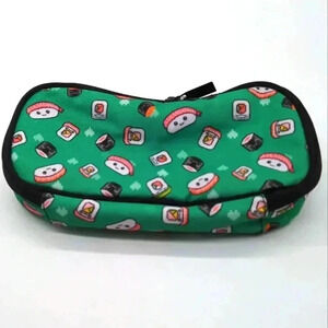 Green Japanese Sushi Pencil Bag Zipper closure NWOT